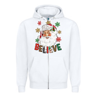 White Believe Christmas Zipper Hoodie - NancyCooperArtShop