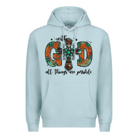 Blue Mist with god all things are possible gemstone cross Premium Hoodie - Jasminsmagicworld