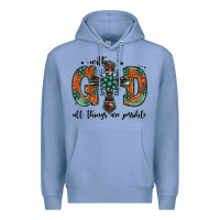 Colony Blue with god all things are possible gemstone cross Premium Hoodie - Jasminsmagicworld