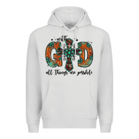 Dove Grey with god all things are possible gemstone cross Premium Hoodie - Jasminsmagicworld