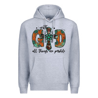 Heather Grey with god all things are possible gemstone cross Premium Hoodie - Jasminsmagicworld