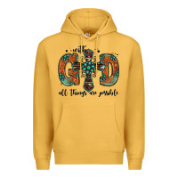 Mustard with god all things are possible gemstone cross Premium Hoodie - Jasminsmagicworld