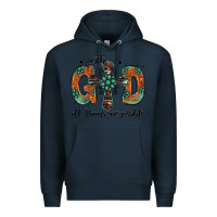 Navy with god all things are possible gemstone cross Premium Hoodie - Jasminsmagicworld