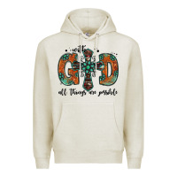 Oatmeal Heather with god all things are possible gemstone cross Premium Hoodie - Jasminsmagicworld