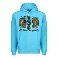 Ocean Blue with god all things are possible gemstone cross Premium Hoodie - Jasminsmagicworld