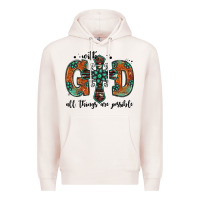 Pale Pink with god all things are possible gemstone cross Premium Hoodie - Jasminsmagicworld