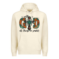 Sandshell with god all things are possible gemstone cross Premium Hoodie - Jasminsmagicworld