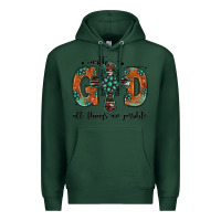 Sports Green with god all things are possible gemstone cross Premium Hoodie - Jasminsmagicworld