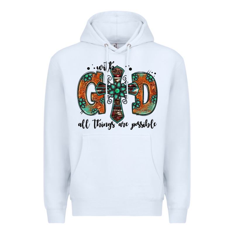 With God All Things Are Possible Gemstone Cross Premium Hoodie by Jasminsmagicworld | Teevron