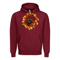 Burgundy ring o fine sunflower Zipper Hoodie - LillyAllenDesigns