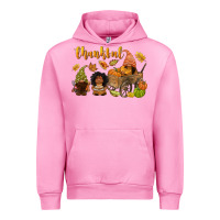 Fuchsia Pink Thankful afro gnome Urban Hoodie - NancyCooperArtShop