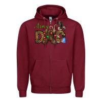 Burgundy Christmas Army Dad Zipper Hoodie - NancyCooperArtShop