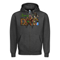 Charcoal Heather Christmas Army Dad Zipper Hoodie - NancyCooperArtShop