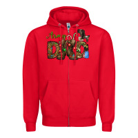 Red Christmas Army Dad Zipper Hoodie - NancyCooperArtShop