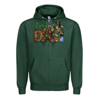 Sports Green Christmas Army Dad Zipper Hoodie - NancyCooperArtShop