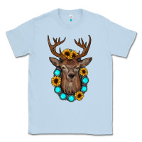 Dusty Blue deer gemstone sunflower Classic Tee - JahusDesignShop