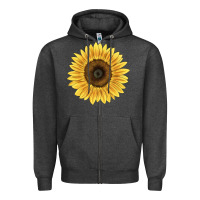 Charcoal Heather giganteus sunflower Zipper Hoodie - LillyAllenDesigns