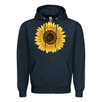 Navy giganteus sunflower Zipper Hoodie - LillyAllenDesigns