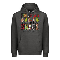 Charcoal Heather torn between looking like a snack and eating one christmas cake Premium Hoodie - Jasminsmagicworld