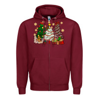 Burgundy Cake Christmas trees Zipper Hoodie - NancyCooperArtShop
