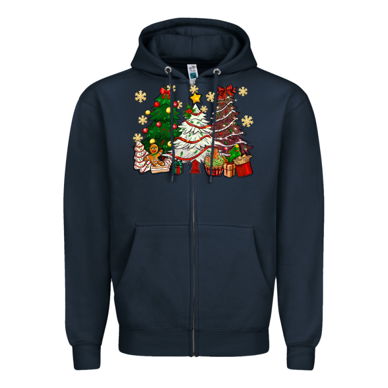 Cake Christmas Trees Zipper Hoodie by NancyCooperArtShop | Teevron