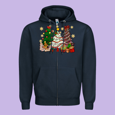 Cake Christmas Trees Zipper Hoodie Designed By Nancycooperartshop
