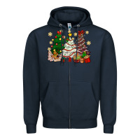 Navy Cake Christmas trees Zipper Hoodie - NancyCooperArtShop