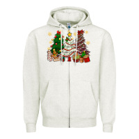 Oatmeal Heather Cake Christmas trees Zipper Hoodie - NancyCooperArtShop