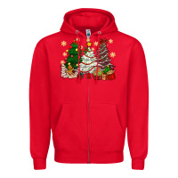 Red Cake Christmas trees Zipper Hoodie - NancyCooperArtShop
