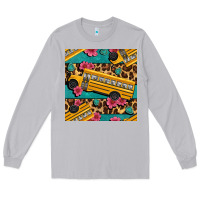 Moon Dust school bus and leopar seamless pattern Long Sleeve Tee - BundleAndBundleShop