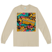 Mushroom school bus and leopar seamless pattern Long Sleeve Tee - BundleAndBundleShop