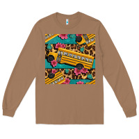 Toasted Coconut school bus and leopar seamless pattern Long Sleeve Tee - BundleAndBundleShop