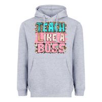 Heather Grey teach like a boss Heavyweight Hoodie - NancyCooperArtShop