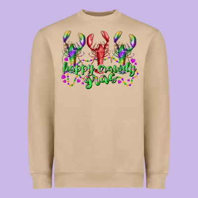 Happy Crawdy Gras Heavyweight Sweatshirt Designed By Racoondesign