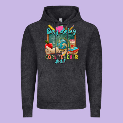 Busy Doing Cool Teacher Stuff Vintage Hoodie Designed By Zillion Design Studio