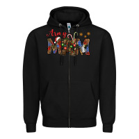 Black Christmas Army Mom Zipper Hoodie - NancyCooperArtShop