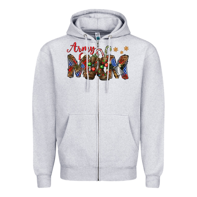 Christmas Army Mom Zipper Hoodie by NancyCooperArtShop | Teevron