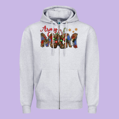 Christmas Army Mom Zipper Hoodie Designed By Nancycooperartshop