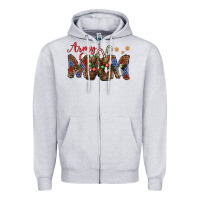 Heather Grey Christmas Army Mom Zipper Hoodie - NancyCooperArtShop