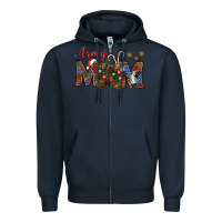 Navy Christmas Army Mom Zipper Hoodie - NancyCooperArtShop