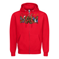 Red Christmas Army Mom Zipper Hoodie - NancyCooperArtShop