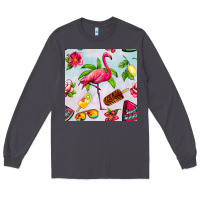 Smoke sweet summer flamingo seamless pattern Long Sleeve Tee - BundleAndBundleShop