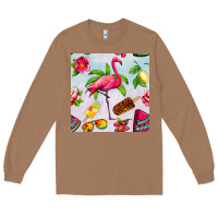 Toasted Coconut sweet summer flamingo seamless pattern Long Sleeve Tee - BundleAndBundleShop