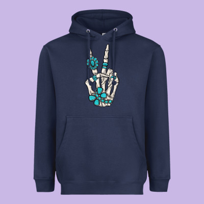 Turquoise Gemstone Skeleton Hand Heavyweight Hoodie Designed By Maliassmallbusiness