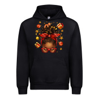 Black christmas afro messy bun Urban Hoodie - texasbilliewilder