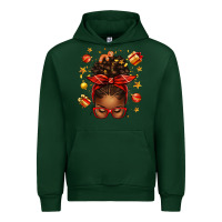 Forest Green christmas afro messy bun Urban Hoodie - texasbilliewilder