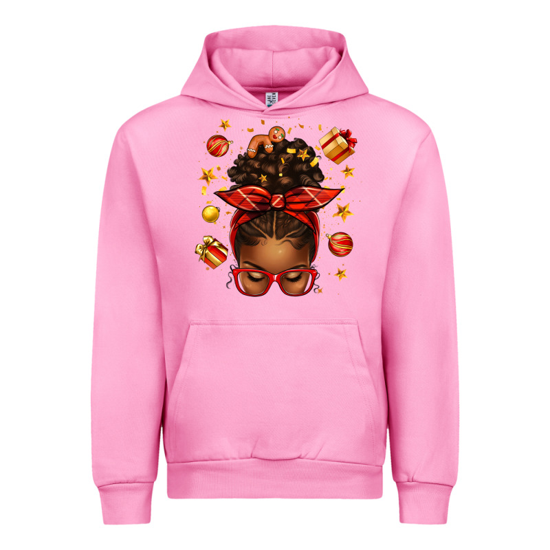 Christmas Afro Messy Bun Urban Hoodie by texasbilliewilder | Teevron