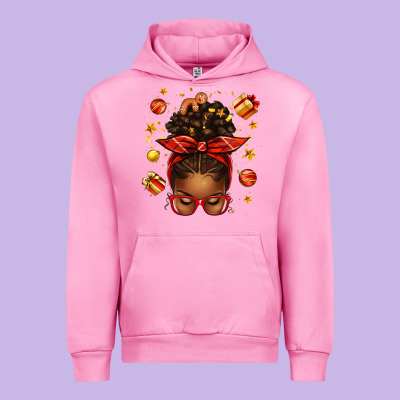 Christmas Afro Messy Bun Urban Hoodie Designed By Texasbilliewilder