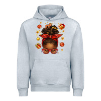 Heather Grey christmas afro messy bun Urban Hoodie - texasbilliewilder