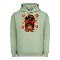 Pigment Oil Green christmas afro messy bun Urban Hoodie - texasbilliewilder